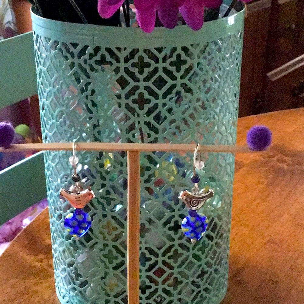 Hand Crafted Bird Heart Earrings!